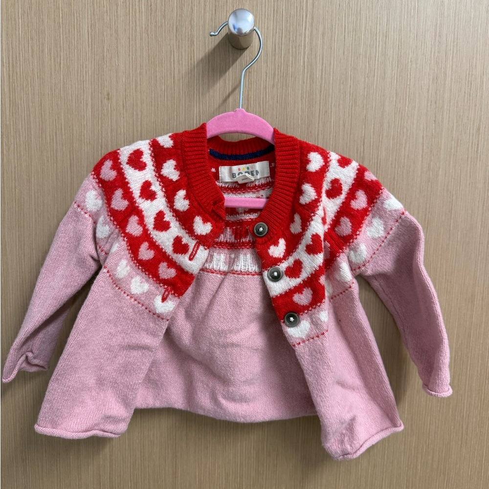 Boden Red and White Baby Cardigan